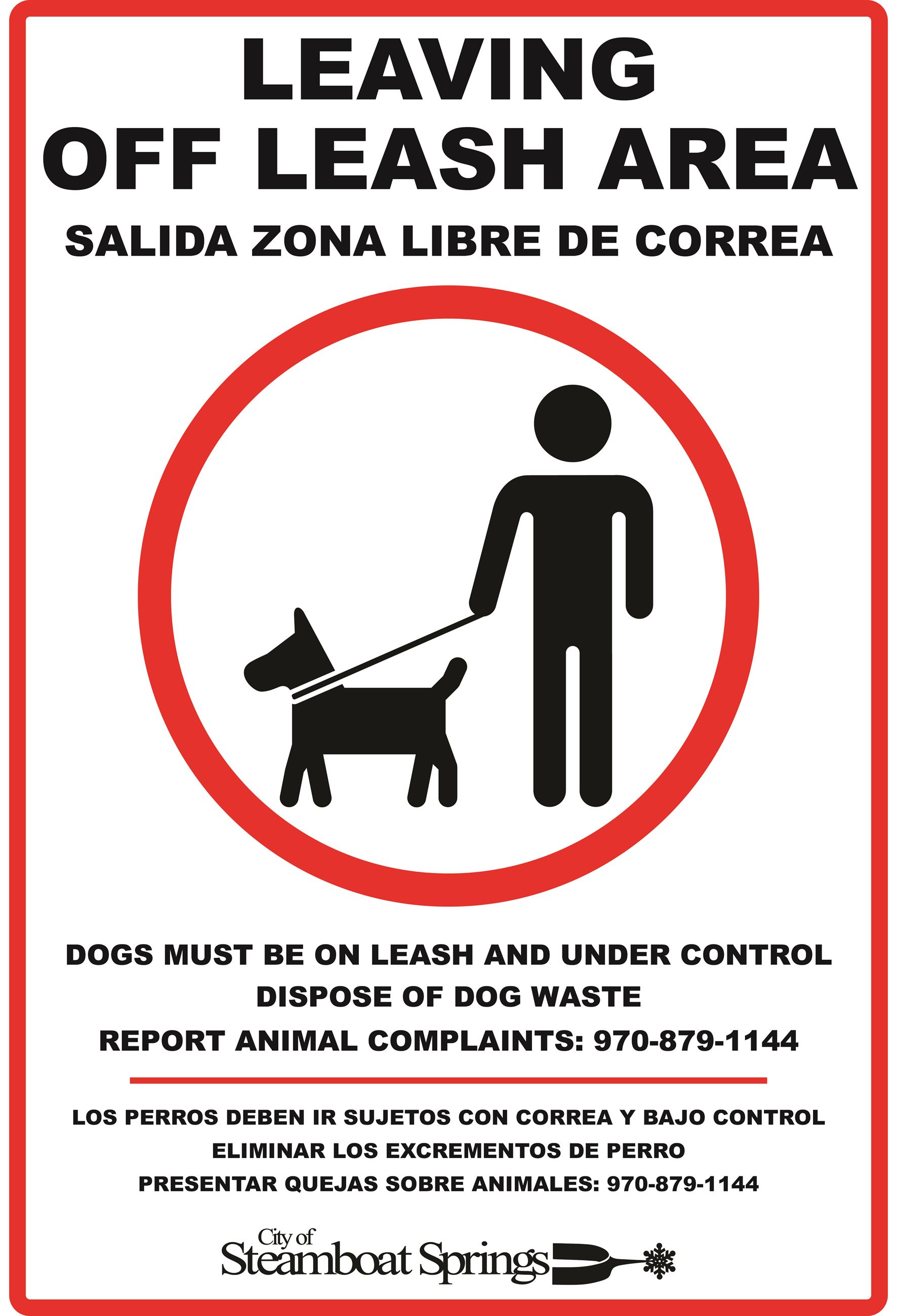 Off-Leash Signage - Exit 